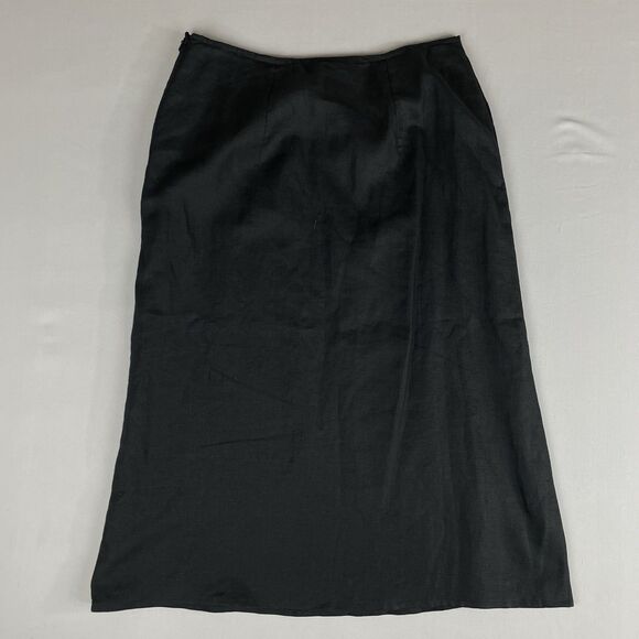 J Jill Linen Midi Shirt Women's Petite Med Black Lined Zip Close Dark Academia - Picture 2 of 10